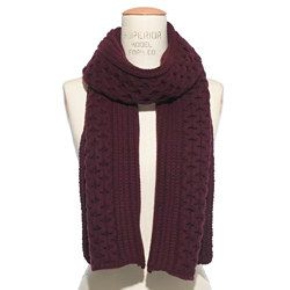 Madewell Accessories - Madewell Merino Cableknit Scarf in Maroon